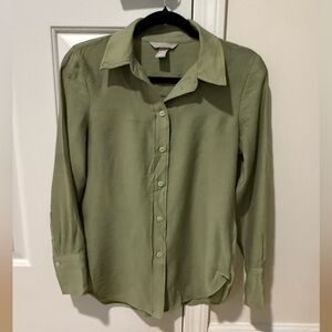 H&M Olive Green Casual Button-Down Shirt XS